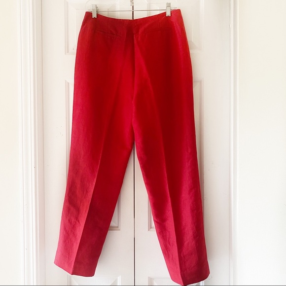 Evelyn & Arthur Womens Red Linen Silk Lined Dress Pants Slacks Trousers Size 8 - Picture 8 of 11